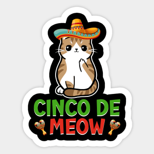 Cinco De Meow, Funny Cinco De Mayo Cat Sticker